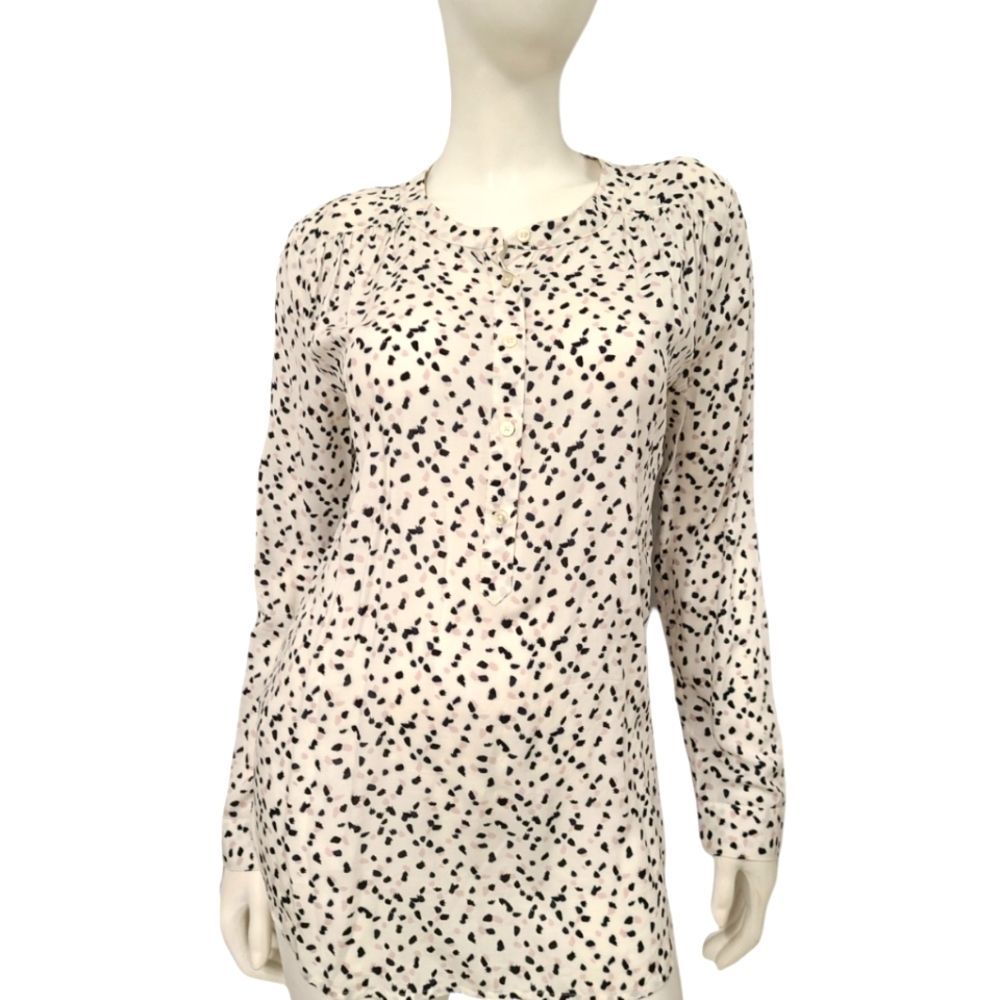 Loft White Patterned Blouse Small - image 2